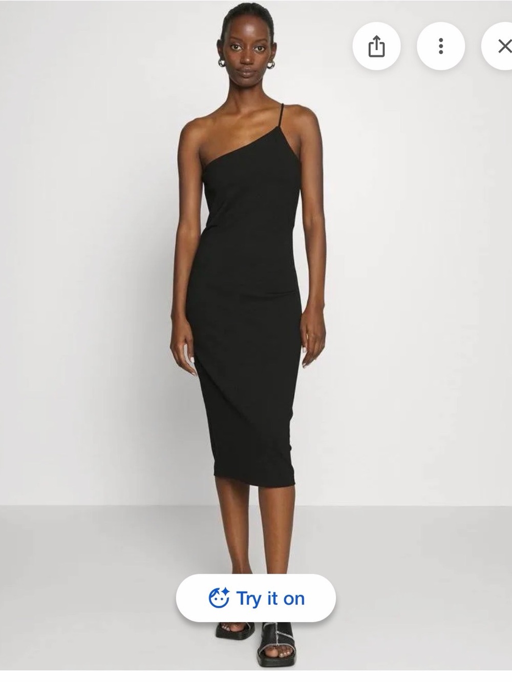 Rag & Bone Irina Ponte  Asymmetric One-Shoulder Black Midi Dress